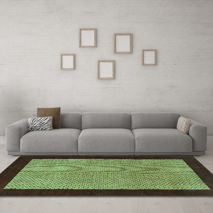 Machine Washable Abstract Turquoise Contemporary Area Rugs in a Living Room,, wshcon364turq