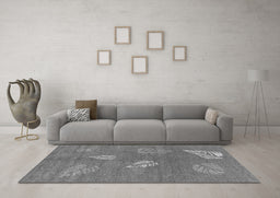 Machine Washable Abstract Gray Contemporary Rug in a Living Room,, wshcon365gry