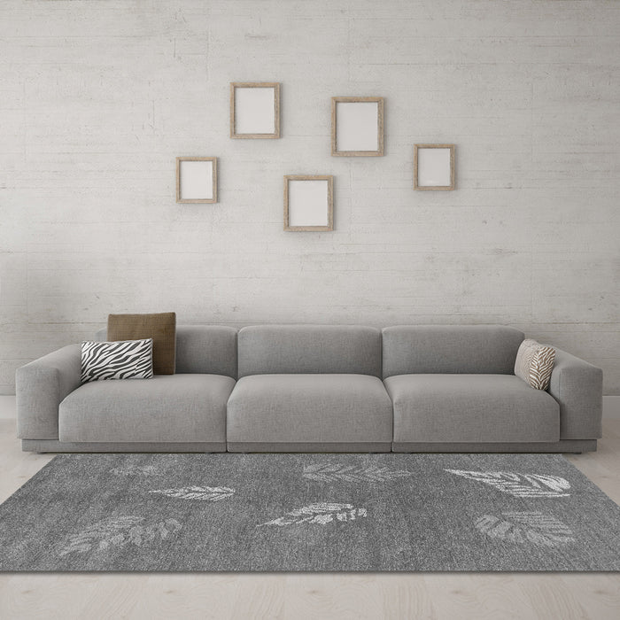 Machine Washable Abstract Gray Contemporary Rug in a Living Room,, wshcon365gry