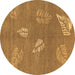 Round Abstract Brown Contemporary Rug, con365brn