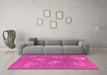 Machine Washable Abstract Pink Contemporary Rug in a Living Room, wshcon365pnk