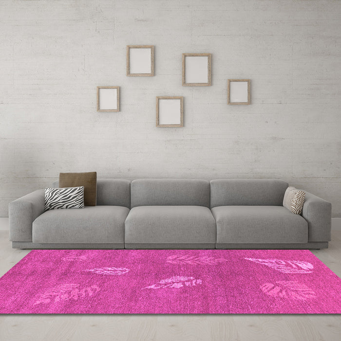 Machine Washable Abstract Pink Contemporary Rug in a Living Room, wshcon365pnk