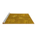 Sideview of Machine Washable Abstract Yellow Contemporary Rug, wshcon365yw