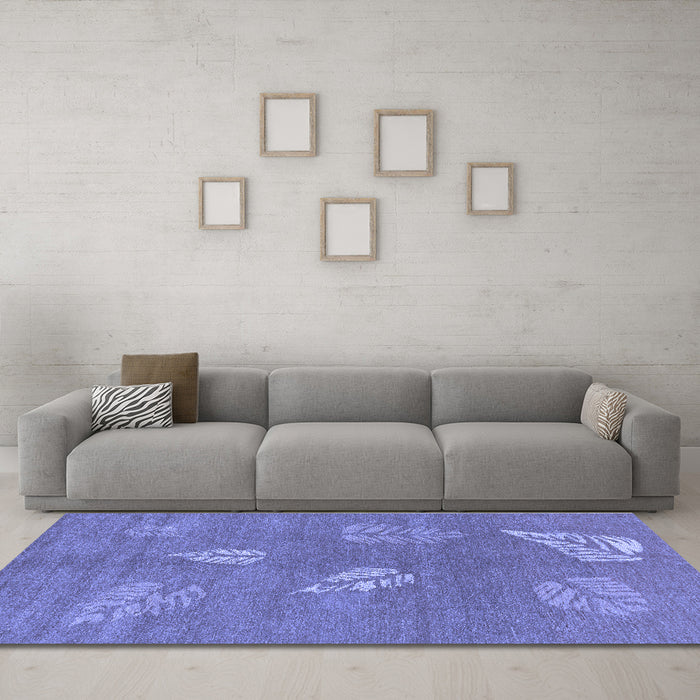 Machine Washable Abstract Blue Contemporary Rug in a Living Room, wshcon365blu