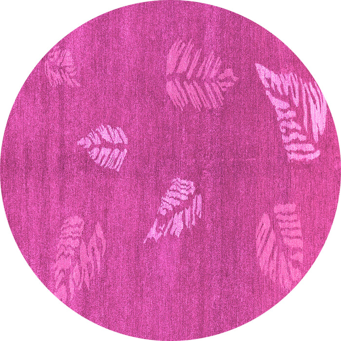 Round Machine Washable Abstract Pink Contemporary Rug, wshcon365pnk