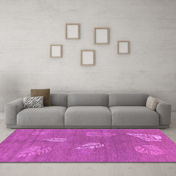 Machine Washable Abstract Purple Contemporary Area Rugs in a Living Room, wshcon365pur