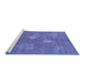 Sideview of Machine Washable Abstract Blue Contemporary Rug, wshcon365blu