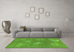 Machine Washable Abstract Green Contemporary Area Rugs in a Living Room,, wshcon365grn