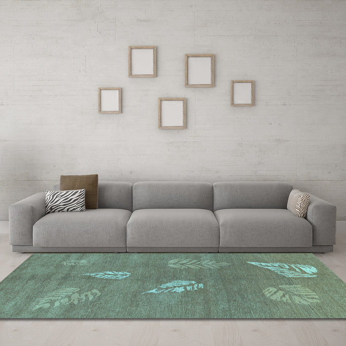Machine Washable Abstract Light Blue Contemporary Rug in a Living Room, wshcon365lblu