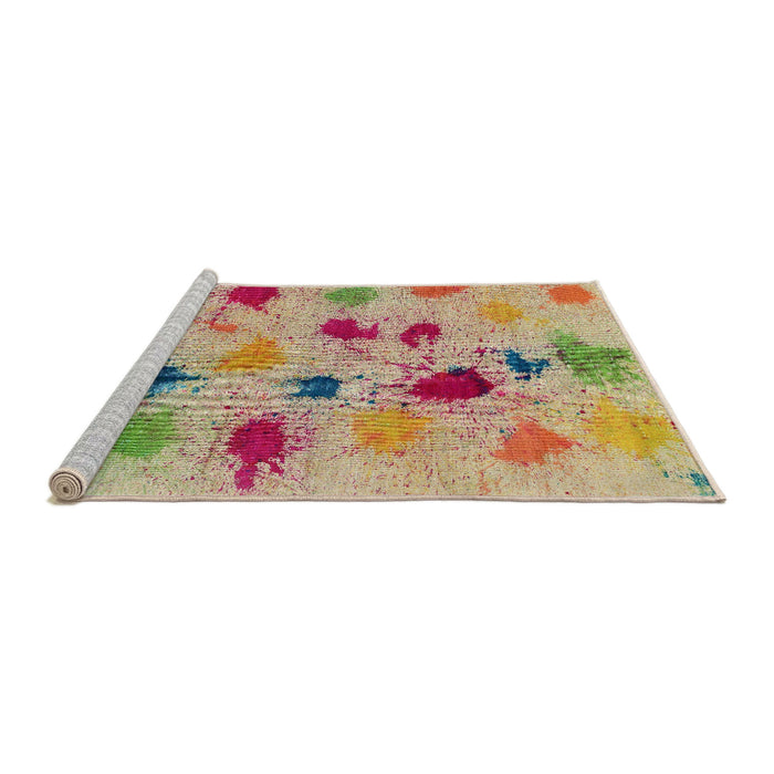 Serging Thickness of Machine Washable Contemporary Rust Pink Rug, wshcon366