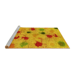 Sideview of Machine Washable Abstract Yellow Contemporary Rug, wshcon366yw