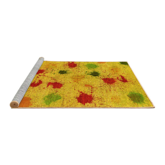 Sideview of Machine Washable Abstract Yellow Contemporary Rug, wshcon366yw