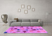 Machine Washable Abstract Purple Contemporary Area Rugs in a Living Room, wshcon366pur