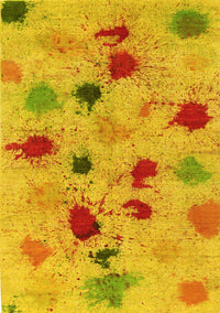 Abstract Yellow Contemporary Rug, con366yw