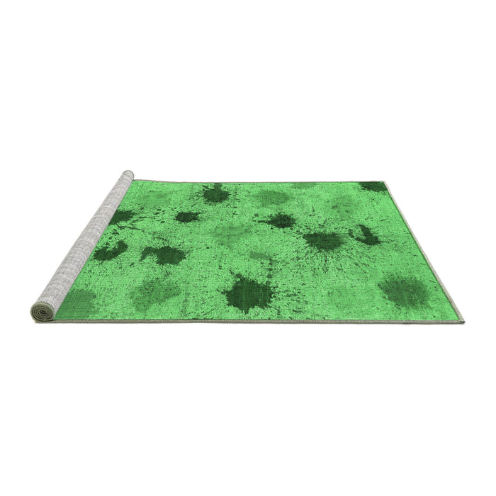Sideview of Machine Washable Abstract Emerald Green Contemporary Area Rugs, wshcon366emgrn