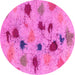 Round Abstract Pink Contemporary Rug, con366pnk