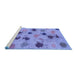Sideview of Machine Washable Abstract Blue Contemporary Rug, wshcon366blu