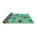 Sideview of Abstract Turquoise Contemporary Rug, con366turq