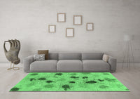 Machine Washable Abstract Emerald Green Contemporary Rug, wshcon366emgrn