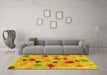 Machine Washable Abstract Yellow Contemporary Rug in a Living Room, wshcon366yw