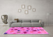 Machine Washable Abstract Pink Contemporary Rug in a Living Room, wshcon366pnk