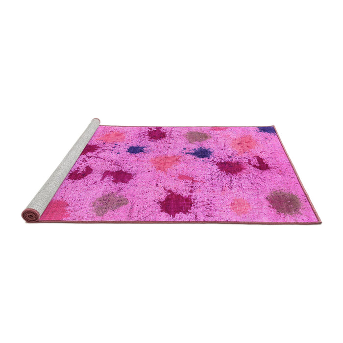 Sideview of Machine Washable Abstract Pink Contemporary Rug, wshcon366pnk