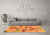 Machine Washable Abstract Orange Contemporary Rug, wshcon366org