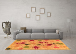Machine Washable Abstract Orange Contemporary Area Rugs in a Living Room, wshcon366org
