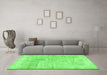 Machine Washable Abstract Green Contemporary Area Rugs in a Living Room,, wshcon367grn