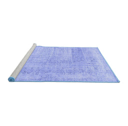 Sideview of Machine Washable Abstract Blue Contemporary Rug, wshcon367blu