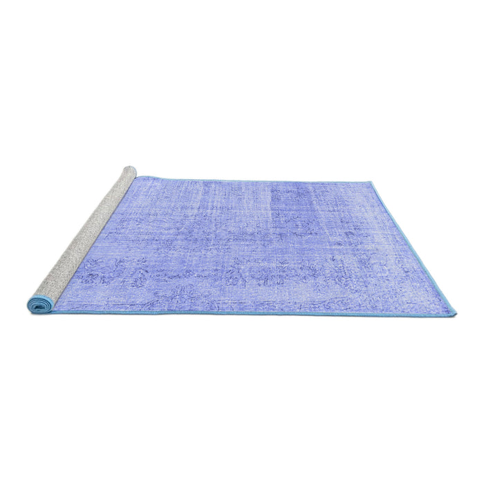 Sideview of Machine Washable Abstract Blue Contemporary Rug, wshcon367blu