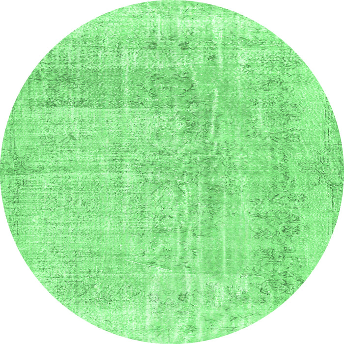Round Abstract Emerald Green Contemporary Rug, con367emgrn