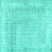 Square Abstract Turquoise Contemporary Rug, con367turq