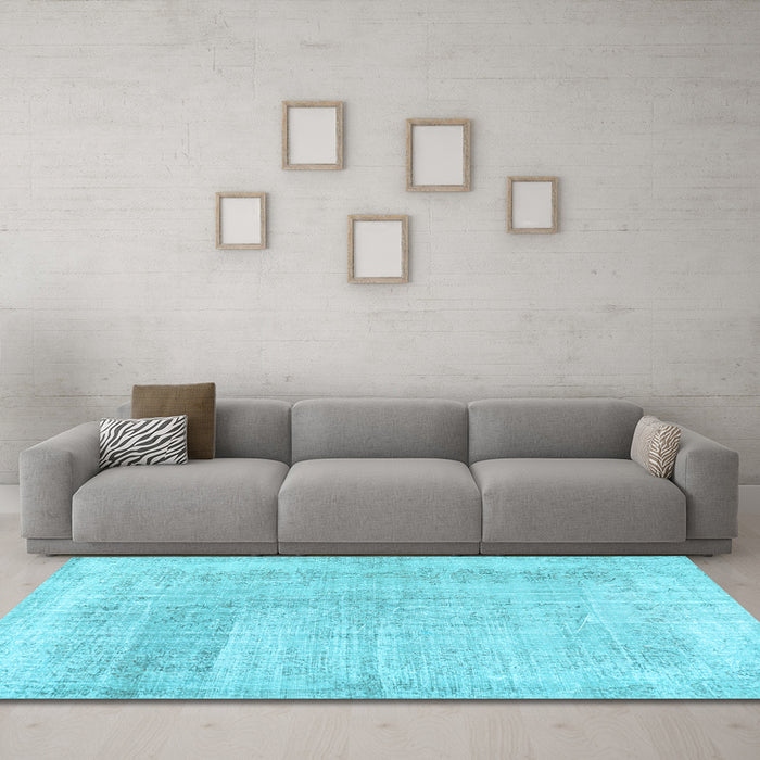 Machine Washable Abstract Light Blue Contemporary Rug in a Living Room, wshcon367lblu