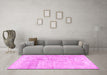 Machine Washable Abstract Pink Contemporary Rug in a Living Room, wshcon367pnk