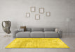 Machine Washable Abstract Yellow Contemporary Rug in a Living Room, wshcon367yw