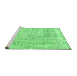 Sideview of Machine Washable Abstract Emerald Green Contemporary Area Rugs, wshcon367emgrn