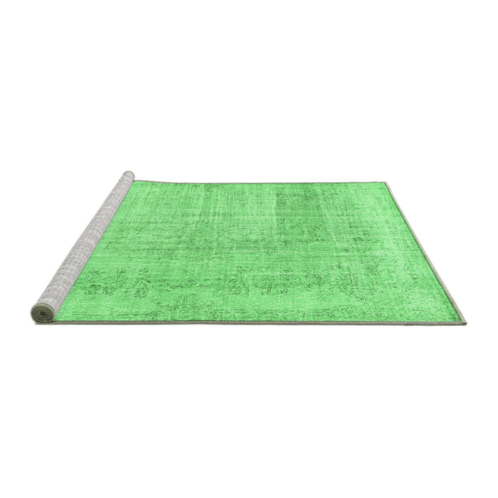 Sideview of Machine Washable Abstract Emerald Green Contemporary Area Rugs, wshcon367emgrn
