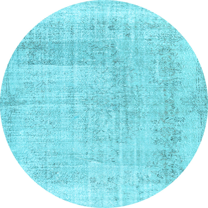 Round Abstract Light Blue Contemporary Rug, con367lblu