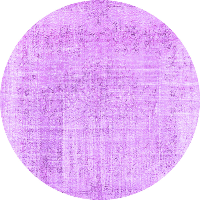 Round Abstract Purple Contemporary Rug, con367pur