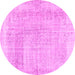 Round Abstract Pink Contemporary Rug, con367pnk