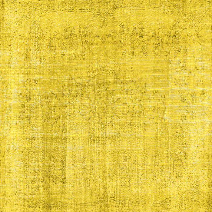 Square Abstract Yellow Contemporary Rug, con367yw