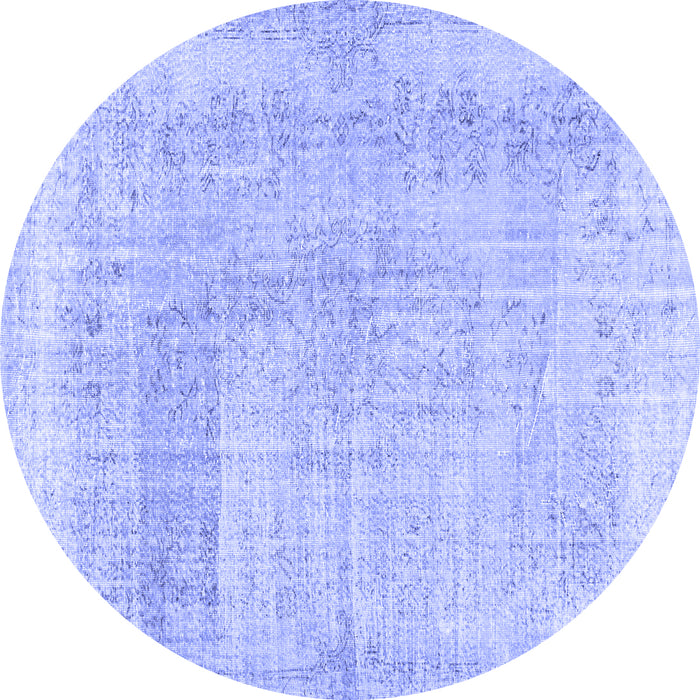 Round Abstract Blue Contemporary Rug, con367blu
