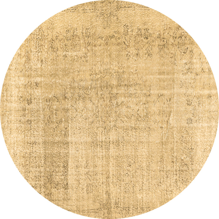 Round Abstract Brown Contemporary Rug, con367brn