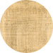 Round Abstract Brown Contemporary Rug, con367brn