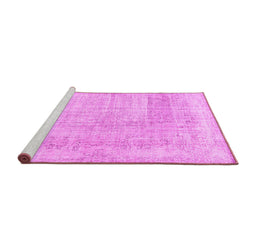 Sideview of Machine Washable Abstract Pink Contemporary Rug, wshcon367pnk