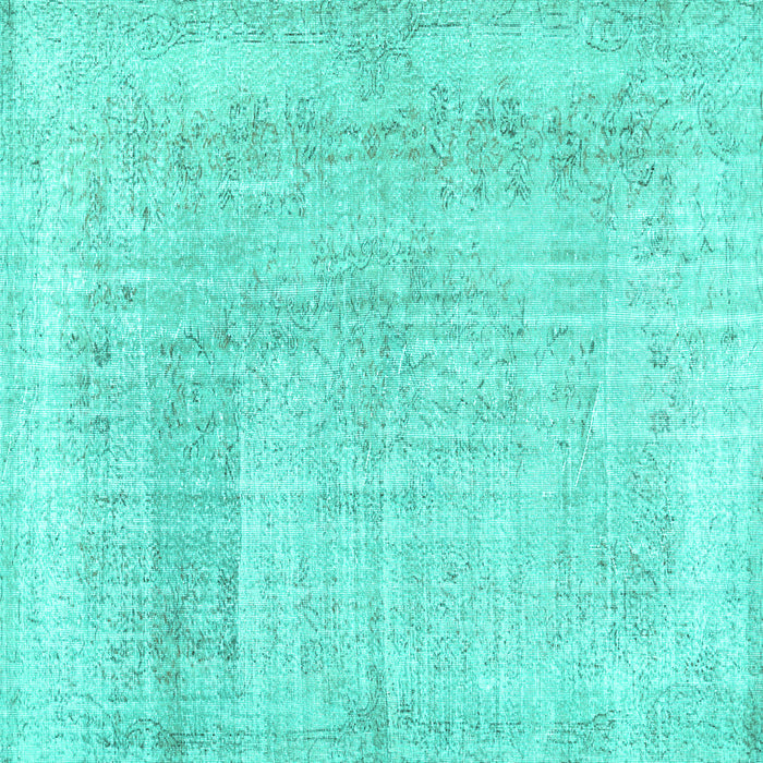 Square Machine Washable Abstract Turquoise Contemporary Area Rugs, wshcon367turq