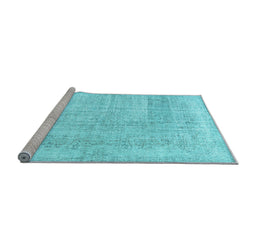 Sideview of Machine Washable Abstract Light Blue Contemporary Rug, wshcon367lblu