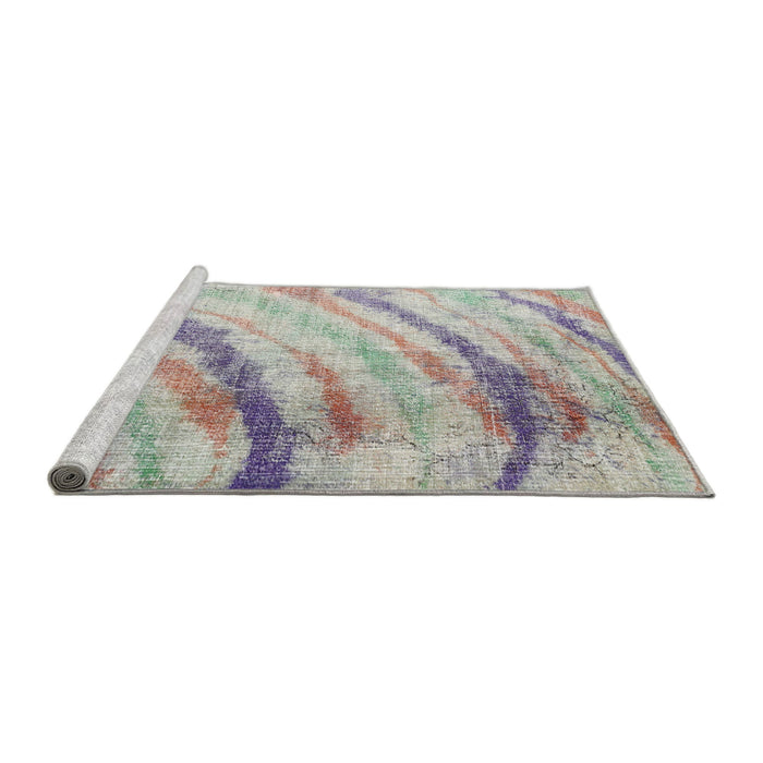 Serging Thickness of Machine Washable Contemporary Grey Gray Rug, wshcon368