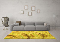 Machine Washable Abstract Yellow Contemporary Rug, wshcon368yw